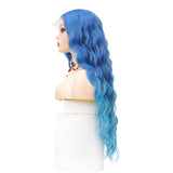 Synthetic Lace Wig 29 Inch Gradient blue Long Wavy hair Lace Wig For WomenWigs