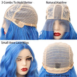 Synthetic Lace Wig 29 Inch Gradient blue Long Wavy hair Lace Wig For WomenWigs