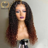 Ombre Brown Color Remy Human Hair Lace Front Wigs