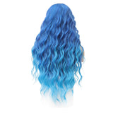 Synthetic Lace Wig 29 Inch Gradient blue Long Wavy hair Lace Wig For WomenWigs