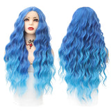 Synthetic Lace Wig 29 Inch Gradient blue Long Wavy hair Lace Wig For WomenWigs