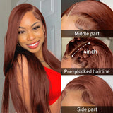 Reddish Brown Straight Lace Front Wigs