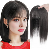 Natural Straight Hair Clip In Wigs  For Women Hairpiece With bangs