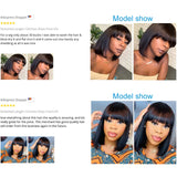 Brazilian Human Hair Wig with Bangs Remy Straight Hair Bob