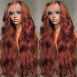 Reddish Brown Body Wave Lace Frontal Human Hair Wig