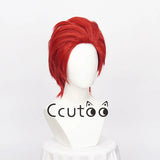 Red Short Fluffy Synthetic Cosplay Wigs Heat Resistance Hair Men's Party