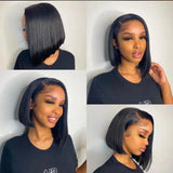 Short Bob Hair Wig Human Hair Brazilian Closure Straight Lace Front Wigs