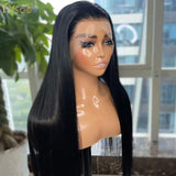 Long Black Futura Synthetic Hair Glueless Lace Front Wigs For Black Women