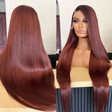 Reddish Brown Straight Lace Front Wigs