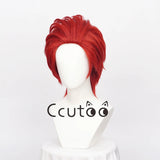 Red Short Fluffy Synthetic Cosplay Wigs Heat Resistance Hair Men's Party